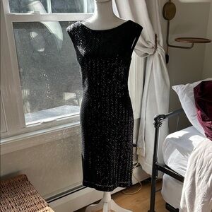 Vince Camuto Black Sequin Cocktail Dress 6 New w/o tags